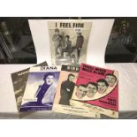 5 vintage song sheets - The Beatles 'I feel fine',