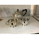 A 3 piece silver plate tea set