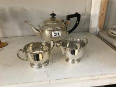 A 3 piece silver plate tea set