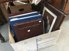 A box of stamp albums (some with contents) etc.