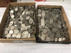 2 large trays of old 6d pence pieces