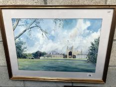 A signed print of an Abbey titled 'Along the backs'