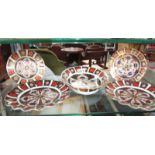 4 Royal Crown Derby Imari pattern plate and a matching dish.