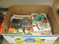 A box of assorted football magazines including Match