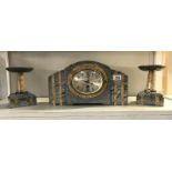 A 1930's French marble clock set