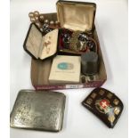 A box of misc. items including cigarette case, watches etc.