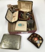 A box of misc. items including cigarette case, watches etc.
