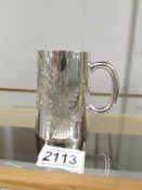 An engraved silver tankard hall marked for London 1873/74, approximately 167 grams.