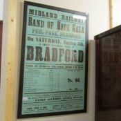 An 1876 Midland Railway / Thomas Cook train excursion poster for The Band of Hope Gala, Bradford,