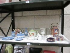 A mixed selection of teapots and pottery including Wedgwood, Limoges, Sadler etc.