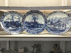 3 blue and white Delft plates ****Condition report**** Not old possibly