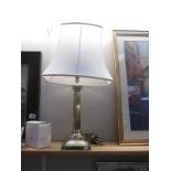 A brass Corinthian column electric table lamp