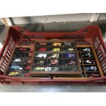 3 wall display case with 45 unboxed Lledo models,