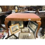 A 1930's dressing table stool with Queen Anne legs