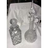 A crystal glass claret jug & a decanter