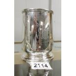 A monogrammed silver tankard hall marked for Sheffield 1846/47, approximately 375 grams.