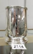 A monogrammed silver tankard hall marked for Sheffield 1846/47, approximately 375 grams.