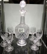 A crystal decanter & 6 crystal glasses