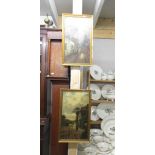 A pair of 19th century framed oil on canvas village street scenes signed Florence Dundas?