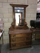 An oak mirror back dressing table