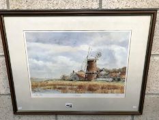 A limited edition and numbered print of Cley Mill,