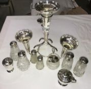 A fine silver plated epergne, cruets & mustard pots etc.