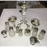 A fine silver plated epergne, cruets & mustard pots etc.