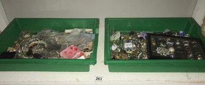 2 trays of costume jewellery