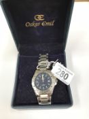 A boxed Oskar Emil gents wrist watch