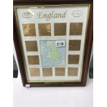 12 silver plaques with 22ct gold plating of areas of England from the Sterling Horizons series by
