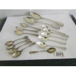 15 assorted silver spoons from Georgian to 29th century including pair of serving spoons hall