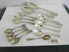 15 assorted silver spoons from Georgian to 29th century including pair of serving spoons hall