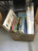 A quantity of books on aviation and 2 posters