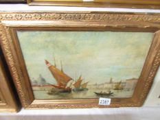A 19th century oil on panel 'Venice Fishing Vessels', signed but indistinct, image 33 x 23 cm.