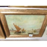 A 19th century oil on panel 'Venice Fishing Vessels', signed but indistinct, image 33 x 23 cm.