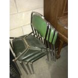 4 industrial chrome stacking chairs,
