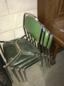 4 industrial chrome stacking chairs,