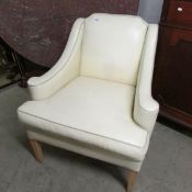 A white leather salon chair.