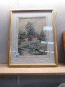 A gilt framed watercolour (The Beck Scopwick) by R.A.