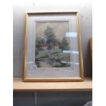 A gilt framed watercolour (The Beck Scopwick) by R.A.