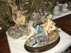 3 large good capodimonte Naples figurines including 1 signed by Florenzo meneghetti