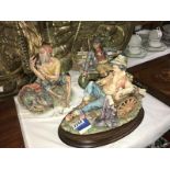 3 large good capodimonte Naples figurines including 1 signed by Florenzo meneghetti