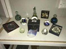 A collection of glass paperweights etc.