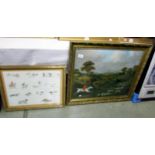 A framed and glazed hunting print, image 64.