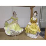 2 Royal Doulton figurines - Coralie HN2307 and Ninette Hn2379.