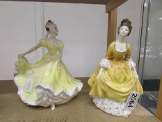2 Royal Doulton figurines - Coralie HN2307 and Ninette Hn2379.