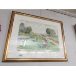 A watercolour painting entitled 'Artists at Work' (Plein Air) signed Cowling,