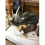 3 pottery shire horses,