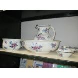 A good Losol ware 5 piece bathroom set including jug, bowl, pot etc.