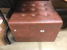 A leather covered storage box/foot stool/pouffe